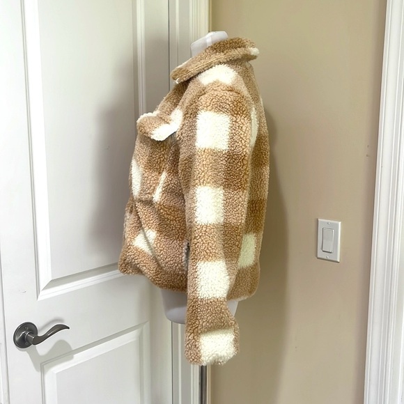 Avec Les Filles Plaid Faux Fur Trucker Shacket Jacket Size Medium - Picture 4 of 10